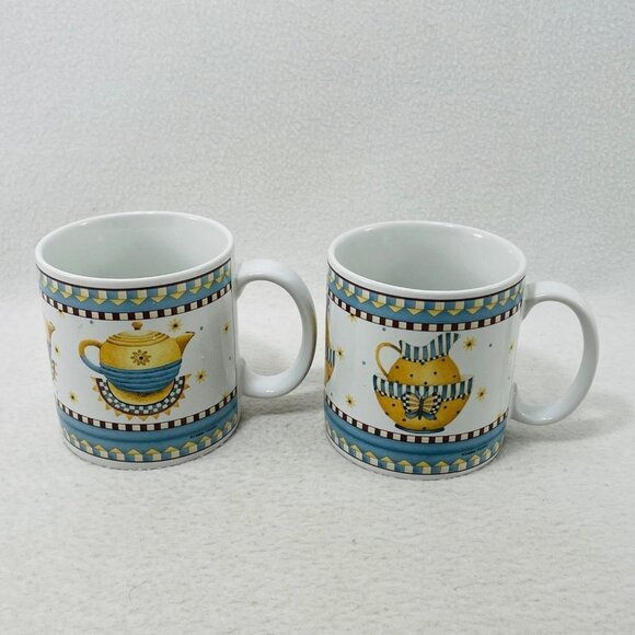 Sakura Mug Debbie Mumm Vintage Country Kitchen Set 2 Countryside Americana Farm - Picture 2 of 8